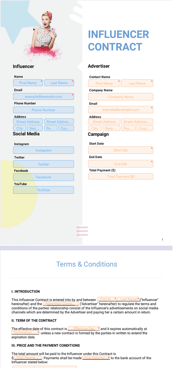 Brand Ambassador Contract Template - Sign Templates | Jotform