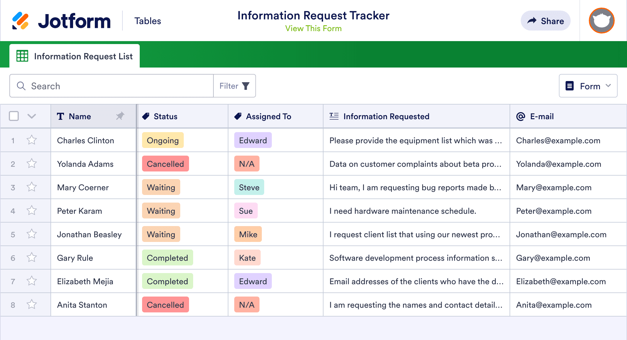 Information Request Tracker