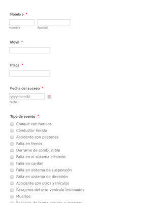Informe de accidentes e incidentes vehiculares Plantilla de formulario |  Jotform