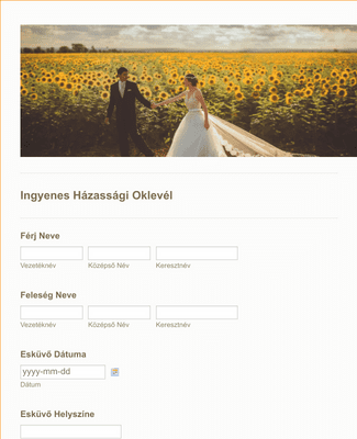 Form Templates: Ingyenes Házassági Oklevél Űrlap