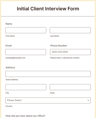 Form Templates: Initial Client Interview Form