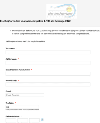 Form Templates: Inschrijfformulier Voorjaarscompetitie 2022 L T C De Schenge