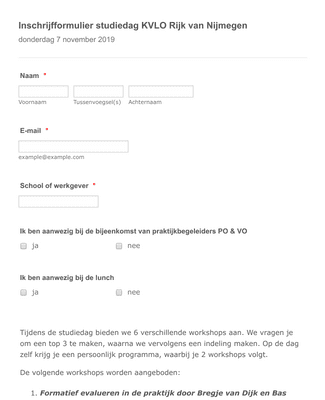 Form Templates: Inschrijven studiedag KVLO Rijk van Nijmegen 2019