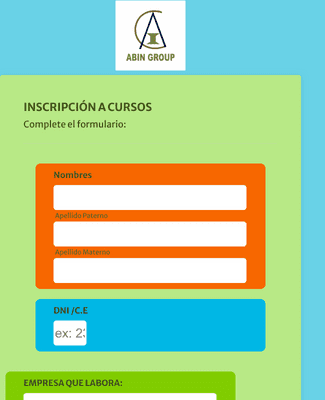 INSCRIPCIÓN A CURSOS Plantilla de formulario | Jotform