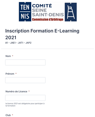 Inscription Formation E-Learning 2021