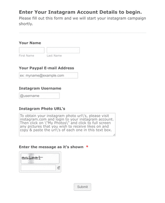 Instagram Campaign Request Form