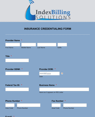 Insurance Credentialing Form