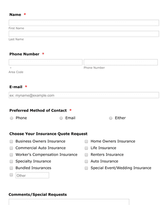 Form Templates: Insurance Quote Request Form