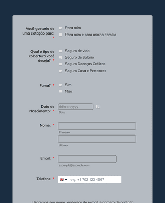 Form Templates: Insurance Quote Request Form in Portuguese