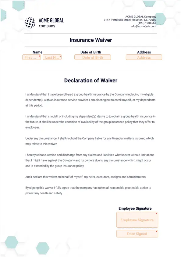 Insurance Waiver