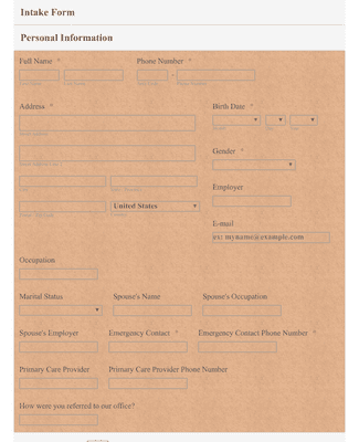 Form Templates: Intake Form for Care Providers