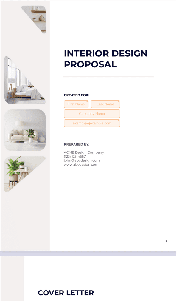 Interior Design Proposal Template Sign Templates Jotform