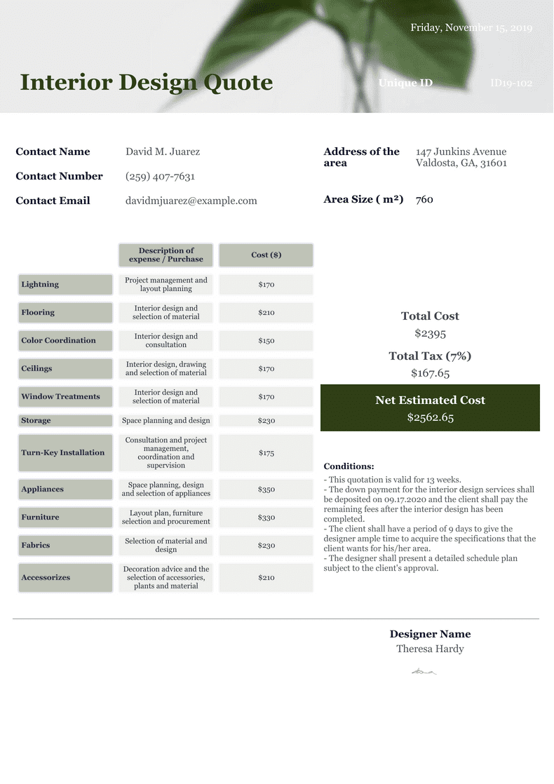 Plot Rent Quotation Design Quotation Sample