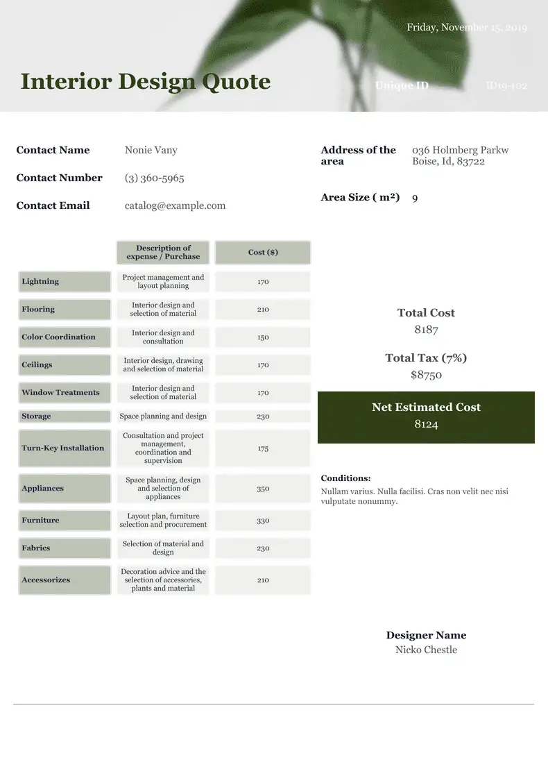 Cleaning Quote Template - PDF Templates | Jotform