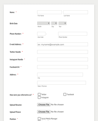 Form Templates: Intern Application Form