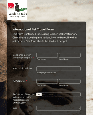 dot pet travel form