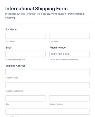 International Shipping Form Template | Jotform