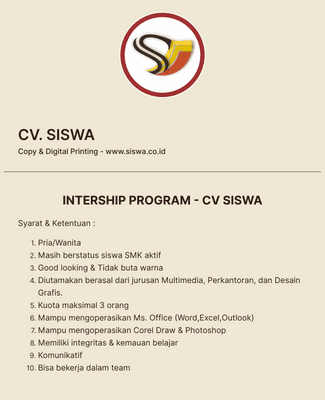 Intership Program Form - CVSISWA