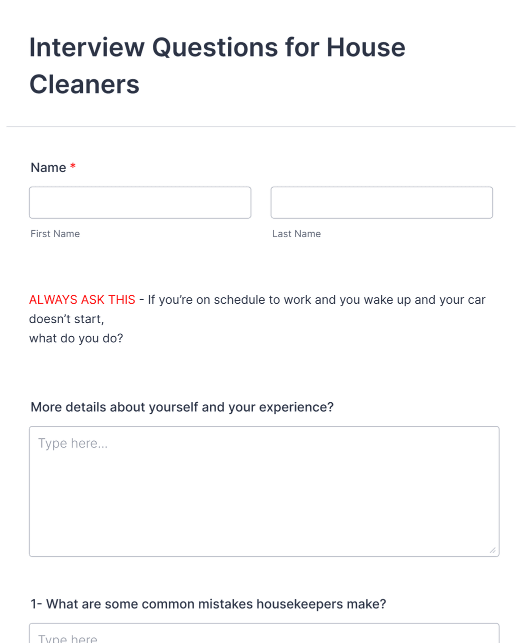 Interview Questions For House Cleaners Form Template Jotform   Interview Questions For House Cleaners B5fd0c18865caaa107e8747cdb093cbe Classic Original 