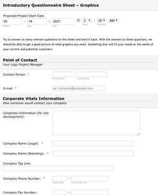 Form Templates: Introductory Questionnaire Sheet – Graphics