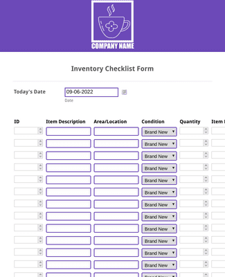 Form Templates: Inventory Checklist Form