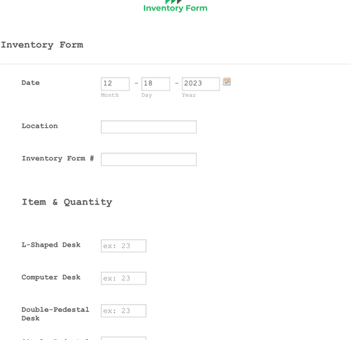 Inventory Form Template | Jotform