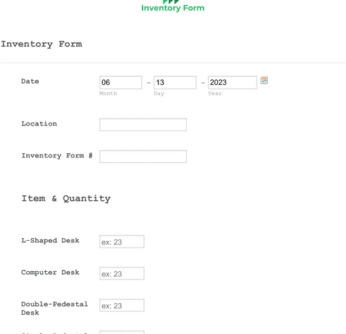 Form Templates: Inventory Form