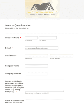 Form Templates: Investors Questionnaire