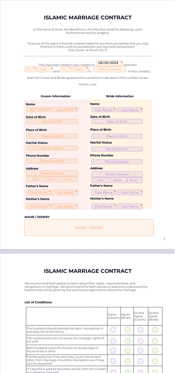 Islamic Marriage Contract