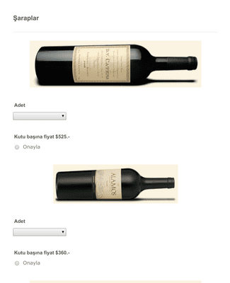 Form Templates: İspanyol Şarabı Sipariş Formu