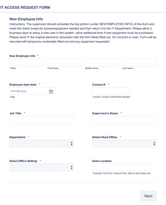 Form Templates: IT Access Request Form V2