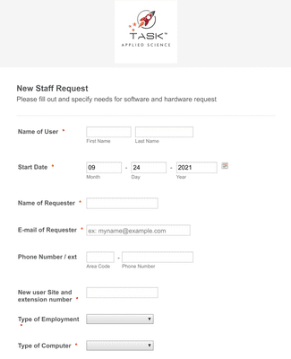 Form Templates: IT New Staff Request Form 