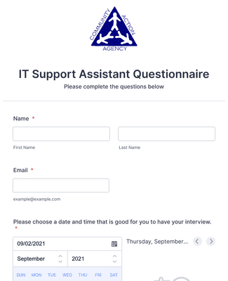Form Templates: IT Support Assistant Questionnaire 