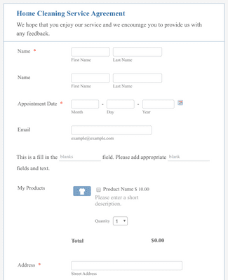 Form Templates: J Cantu Cleaning Service Agreement Form