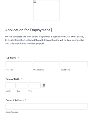 JA Lawn Service, LLC. Job Application Form Template | Jotform