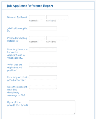 Job Applicant Reference Report Form