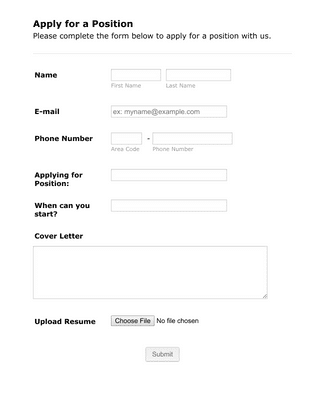 Simple Job Application Form Template | Jotform