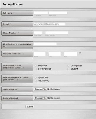 Simple Mock Application Form Simple Job Application Form Template | Jotform