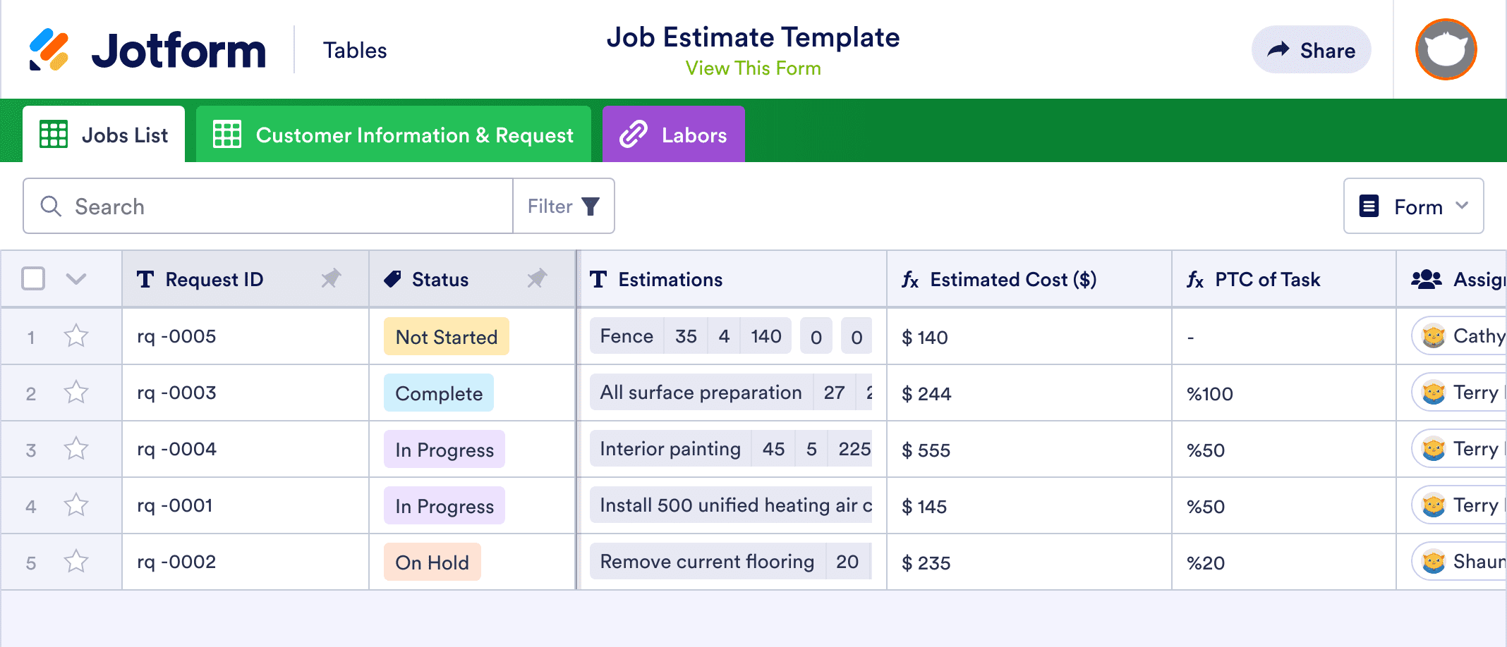 Job Estimate Template