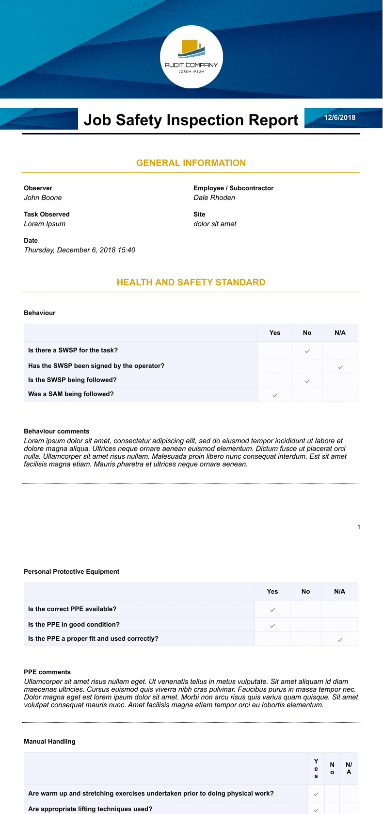 Inflatble Inspection Form Manufacturing Safety Inspection Forms