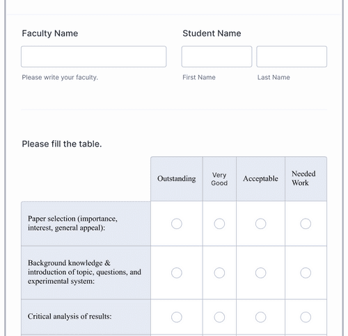 Journal Club Evaluation Form Template | Jotform