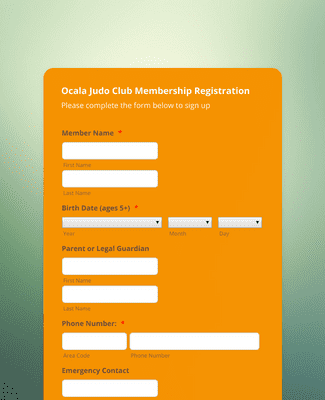 Judo Club Membership Registration Form