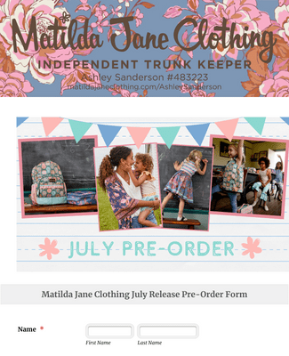 Form Templates: July Matilda Jane Pre order
