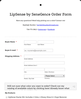 Kayleighs Lipsense Order Form FINAL Form Template | Jotform