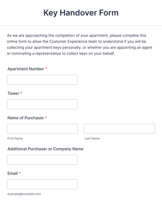 Key Handover Form Template Jotform