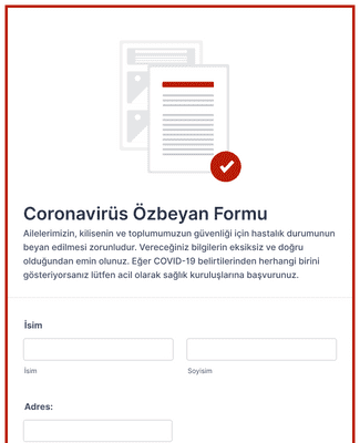 Form Templates: Kilise Çalışanları için Coronavirus Özbeyan Formu