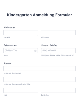 Form Templates: Kindergarten Anmeldung Formular