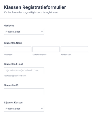 Form Templates: Klassen Registratieformulier