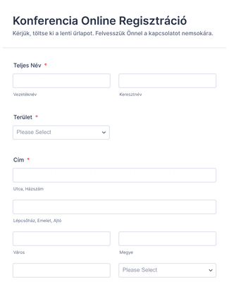 Konferencia Online Regisztráció Űrlap