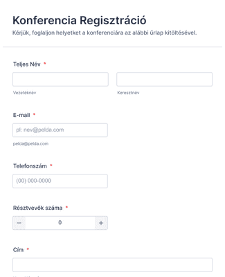 Konferencia Regisztráció Űrlap Fizetéssel